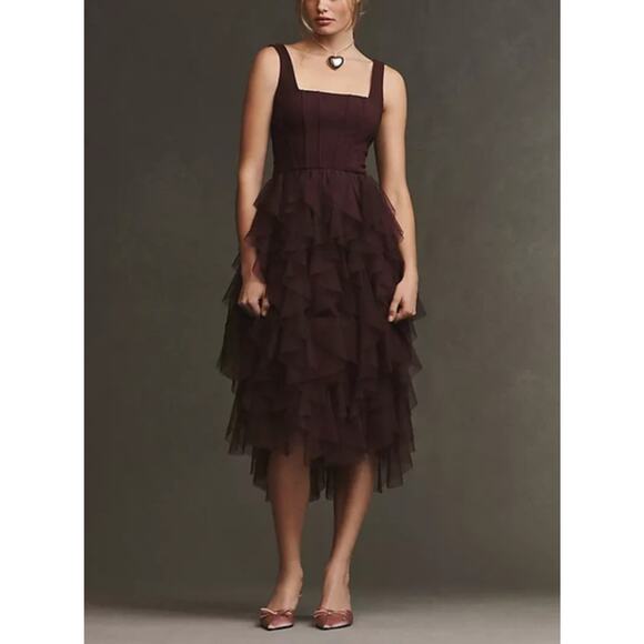 knee length dresses for ladies Sweetheart Emerald Green Tulle A-line Midi Dress – Ohmollydress main image 1